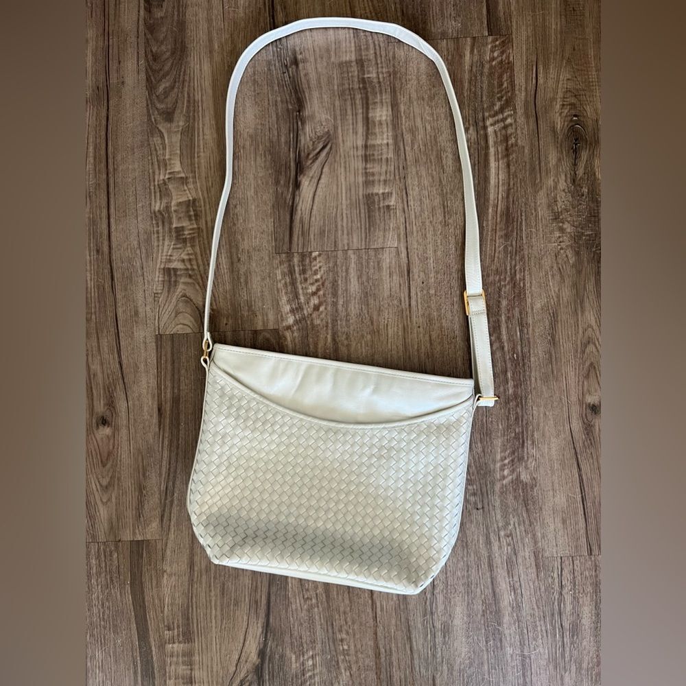NWT Ganson Woven Handbag medium hobo in pearl ivory